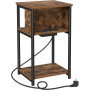 Sidobord med Inbyggd Eluttag och 2 USB-portar, Vintage Brun 30 x 34 x 58 cm
