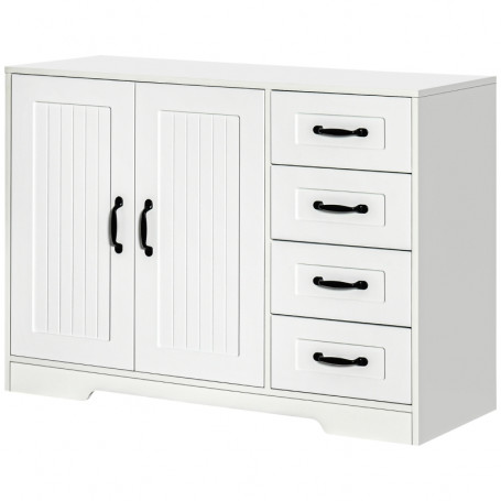 Skänk Retro med 4 Lådor, Skåp 105 x 40 x 76 cm Vit