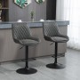 2-pack Barstol Höjdjusterbar Läder Vintage Grå - Svart