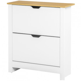 Skoskåp 2 Fack 12 par skor 72 x 26 x 80 cm Vit - Ek