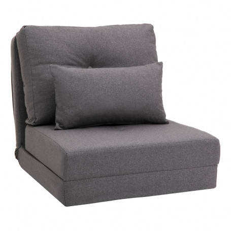Bäddfåtölj 3-i-1 Design 60 x 80 x 56 cm Mörkgrå