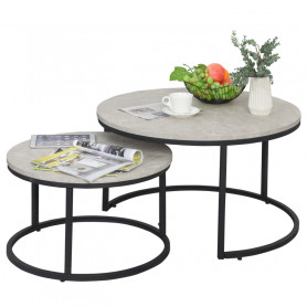 Soffbord Set 2 st Rund Grå industriell design, 78,5 - 59 cm