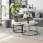 Soffbord Set 2 st Rund Grå industriell design, 78,5 - 59 cm