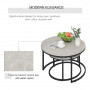 Soffbord Set 2 st Rund Grå industriell design, 78,5 - 59 cm