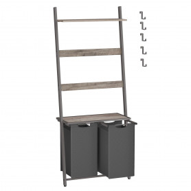 Tvättkorg ställ med 2 korgar 73×33×177 cm greige spånskiva & stål h...