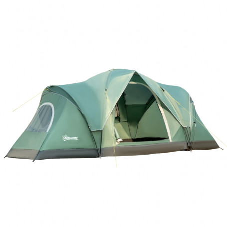 Campingtält för 5-6 vuxna med Lampkrokar 4,55 x 2,3 x 1,8 m Grön - Svart