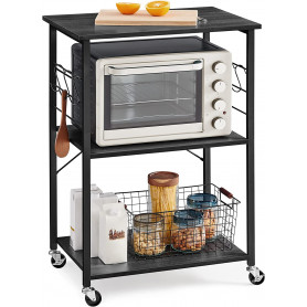 Rullbar Köksö / Köksvagn - 3 hyllor 60x40x89 cm Svart