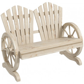 Sittbänk 2 Sits med Vagnshjul Design Naturträ