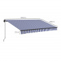 Markis Inkl. Handvev, Väderbeständig 350 x 290 cm Blå + Vit