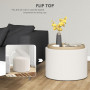 Sittpall / Sidobord Vändbar Topp med Förvaring Kräm