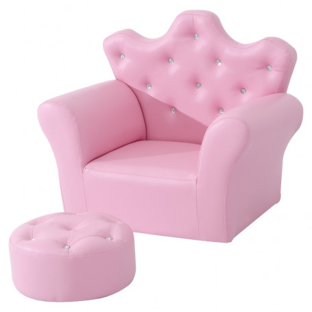 Barnfåtölj med Fotpall 58 x 40,5 x 49 cm Rosa