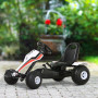 Trampbil Go-kart med Handbroms, 3-8 år, Vit