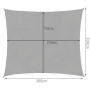 Solsegel 3x2m rektangel grå
