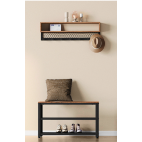 Skobänk med Hatthylla Industriell Greige