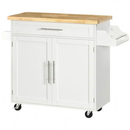 Köksö Med Hjul 109 x 40 x 89 cm Slitstarkt Bänkskiva Trä Vit