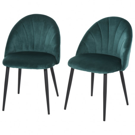 Matstol 2-pack Sammet Grön Skalformade Design 52 x 54 x 79 cm Grön