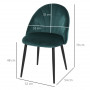 Matstol 2-pack Sammet Grön Skalformade Design 52 x 54 x 79 cm Grön