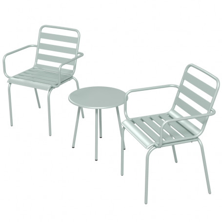 Caféset 1 Bord 2 Stolar Metall Grön