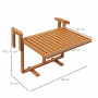 Balkongbord 68 x 65 x 55 cm Fällbart och Justerbart Teak