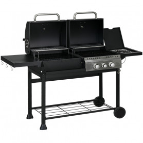 Kombinerad Kol- och Gasolgrill med Spis 161 x 53 x 101 cm Svart - S...