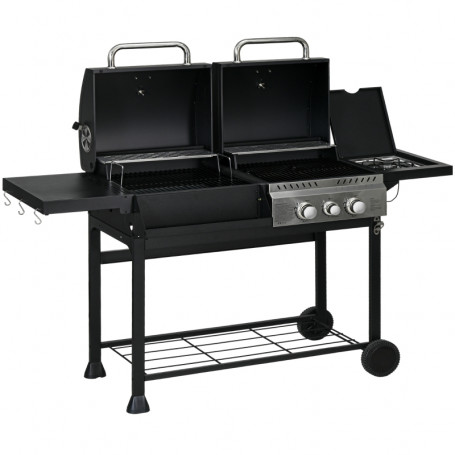 Kombinerad Kol- och Gasolgrill med Spis 161 x 53 x 101 cm Svart - S...