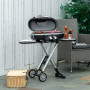 Hopfällbar Gasolgrill med Lock, hylla, fettuppsamlare, rostfri, aluminium
