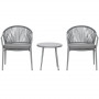 Caféset 2 Stolar Grå Rotting + 1 Glasbord