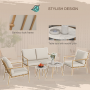 Utegrupp 4-sits Naturlig elegans med Marmormönstrad Bord