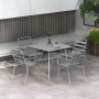 Trädgårdsgrupp 4 Stolar med Matbord Modern Design Metall Grå