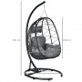 Hängstol Utomhus med Kudde 102 x 102 x 195 cm Mörkgrå
