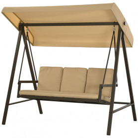 Hammock Gunga 3-sits med Solskydd Beige - Brun 360 kg - 200 x 125 x...