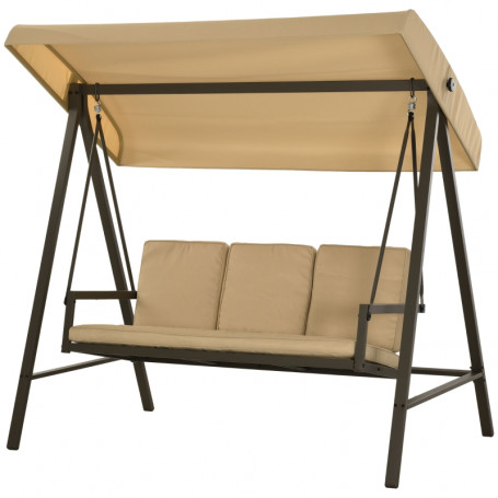 Hammock Gunga 3-sits med Solskydd Beige - Brun  360 kg - 200 x 125 x 175 cm