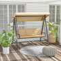Hammock Gunga 3-sits med Solskydd Beige - Brun  360 kg - 200 x 125 x 175 cm