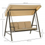 Hammock Gunga 3-sits med Solskydd Beige - Brun  360 kg - 200 x 125 x 175 cm