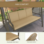 Hammock Gunga 3-sits med Solskydd Beige - Brun  360 kg - 200 x 125 x 175 cm
