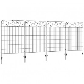 Trädgårdsstaket Metall Blommig 365 x 112 cm Svart