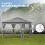 Bärbar Paviljong Popup-design med Solcellslampor 336 x 336 x 270 cm Grå