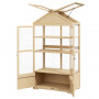 Växthus trä gran med 3 justerbara hyllor & dubbeldörrar transparent...