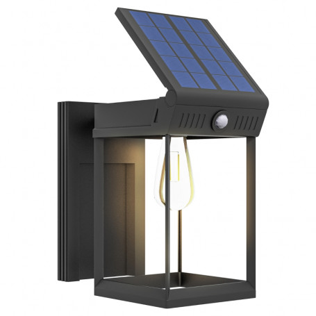 Solcells Vägglampa med Rörelsesensor 14 x 24 x 24 cm Svart