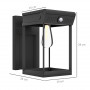 Solcells Vägglampa med Rörelsesensor 14 x 24 x 24 cm Svart