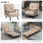 Bäddfåtölj Sammet Beige, Svart Ben 3-in-1