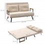 Bäddsoffa 2-sits med 2 Kuddar Naturlig - Beige - Svart