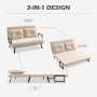 Bäddsoffa 2-sits med 2 Kuddar Naturlig - Beige - Svart