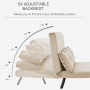Bäddsoffa 2-sits med 2 Kuddar Naturlig - Beige - Svart