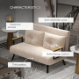Bäddsoffa 2-sits med 2 Kuddar Naturlig - Beige - Svart