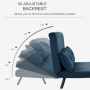 Bäddsoffa 2-sits med 2 Kuddar Naturlig - Blå