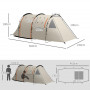Campingtält 4-5 Personer Mörkläggningsfönster Khaki/Orange