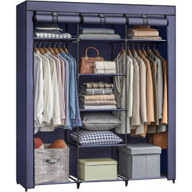 Tyg Garderob 150 x 45 x 175 cm Mörkblå