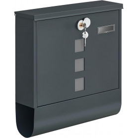 Brevlåda Med Lås och Namnskylt 11 x 37 x 37 cm Metall Grå