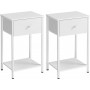 2x Sängbord Trä Vit med Tyglåda ‎28 x 38 x 61 cm